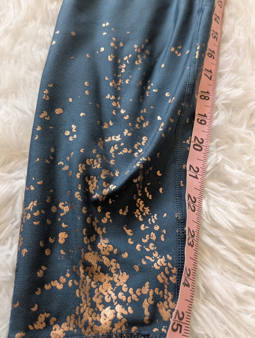 Marika Dark Turquoise Leggings with Gold Speckle Accents. Women XL - Picture 5 of 14